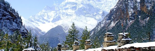 Śnieg, Nepal, Płot, Góry