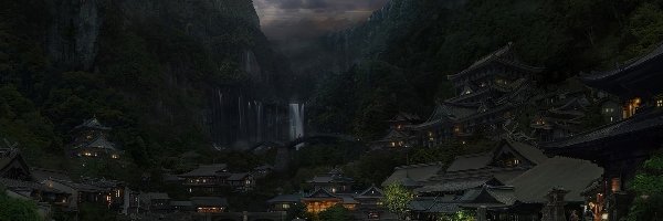 Chiny, Wodospad, Góry, Miasto