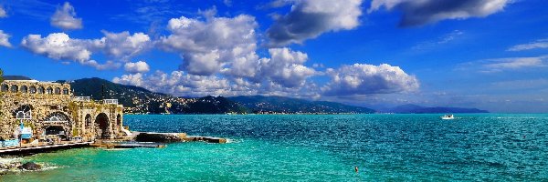 Portofino, Chmury, Morze, Włochy