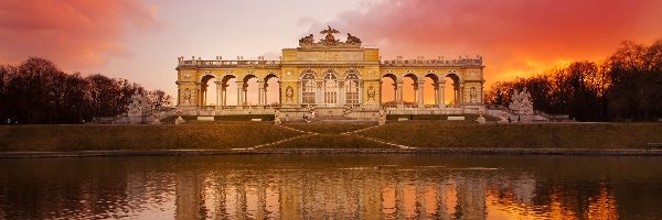 Zachód, Glorieta, Słońca, Park, Schonbrunn