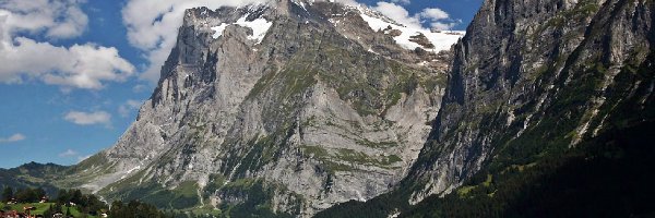Wioska, Łąki, Chmury, Grindelwald, Alpy, Góry