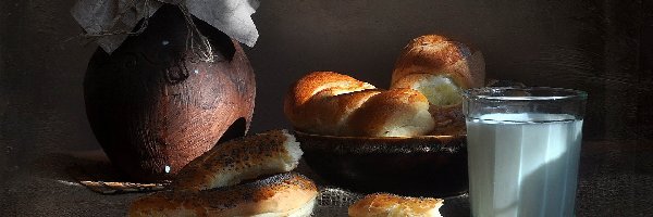 Słój, Rogal, Pieczywo, Bułki, Śniadanie, Kamionkowy, Mleko