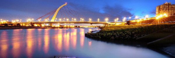 Oświetlony, Most, Taipei, Tajwan