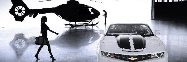 Chevrolet, Helikopter, Camaro, Mężczyzna, Kobieta