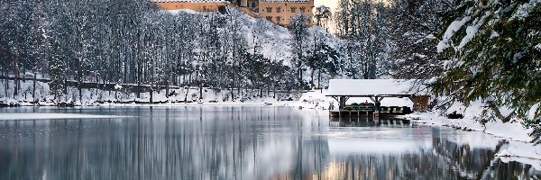 Rzeka, Schwangau, Zamek, Zima, Niemcy, Hohenschwangau Castle