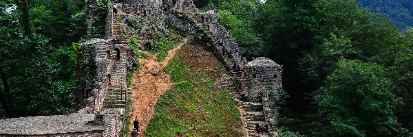 Ruiny, Prowincja Gilan, Iran, Schody, Rood-khan Castle, Zamek Rudkhan