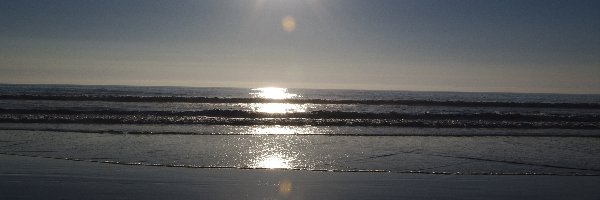 Wschód, Morze, Słońca, Odbicie, Plaża