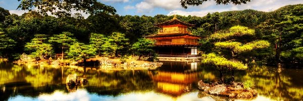 Dom, Japonia, Las, Woda