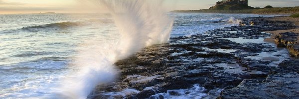 Bamburgh, Anglia, Morze, Zamek