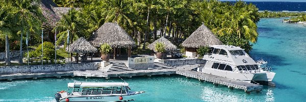 St Regis, Palmy, Kurort, Bora Bora, Łodzie, Ocean