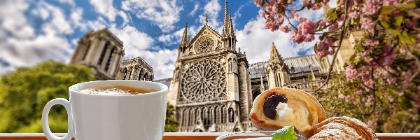 Katedra, Śniadanie, Notre Dame, Kawa, Rogalik