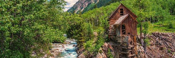 Crystal Mill, Młyn, Colorado, Góry, Rzeka