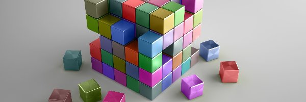 Kolorowe Kostki, Grafika 3D, Kostka Rubika