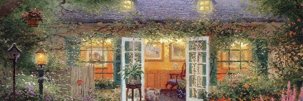 Thomas Kinkade, Ganek, Dom, Malarstwo, Pies