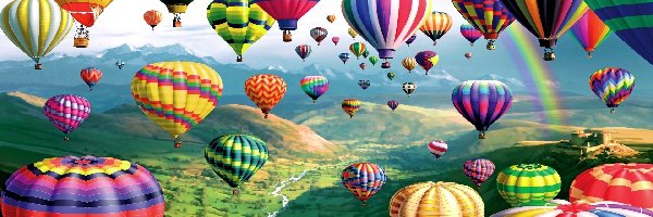 Balony, Art, Tęcza, Kolorowe