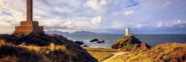 Llanddwyn Anglesey, Morze, Wyspa, Walia, Latarnia Morska, Krzyż