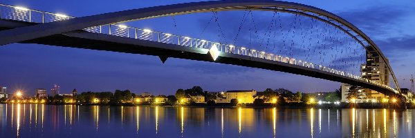 Most, Miasto Nocą, Morze, Oświetlony