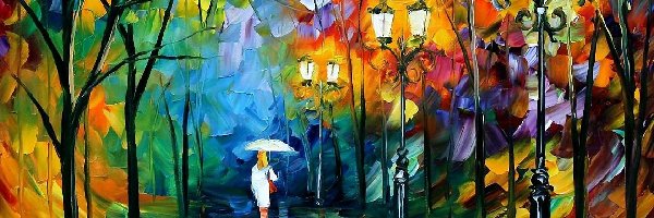 Afremov, Z Parasolką, Kobieta, Leonid