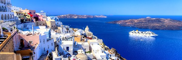 Wyspy, Grecja, Santorini, Morze