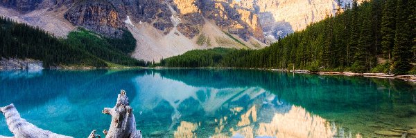 Jezioro Louise, Góry, Niebo, Drzewa, Park Narodowy Banff, Kanada