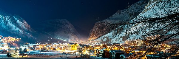 Ośrodek, Isere, Zima, Francuskie, Valley, Narciarski, Alpy, Miasteczko