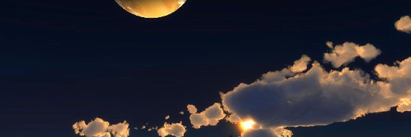 Dom, Chmury, Księżyc