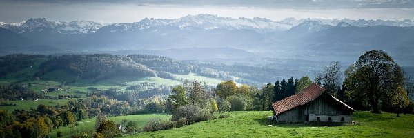 Chmury, Wzgórzu, Góry, Na, Dom, Lasy, Doliny