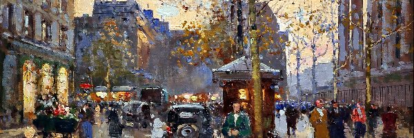Miasta, Plac, De la Madeleine, Cortes, Edouard, Fragment, Paryż