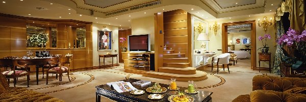 Apartament, Luksusowy, Duży, Światła, Salon