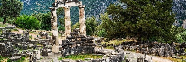 Grecja, Świątynia, Delfy, Ruiny, Ateny