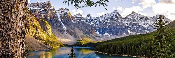 Góry, Las, Jezioro, Kanada, Alberta