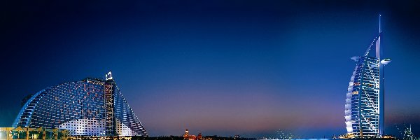 Miasto Nocą, Dubaj, Burj Al Arab, Hotel