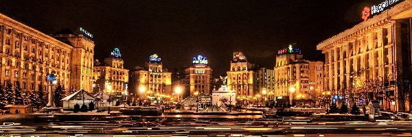 Ukraina, Kijów, Miasto, Noc