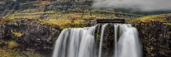 Góra, Islandia, Mgła, Wodospad