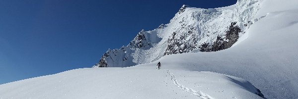 Zima, Narciarz, Góry, Szlaku, Na