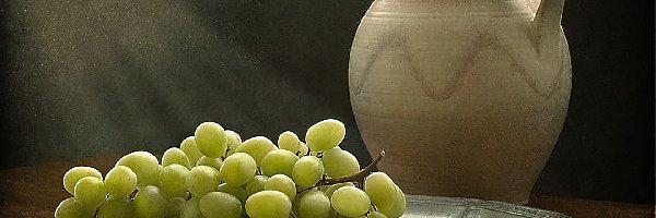 Dzban, Winogrona, Talerz, Gliniany