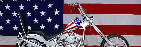 Motocykl, USA, Flaga, Srebrny