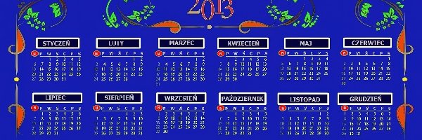 2013, Kalendarz