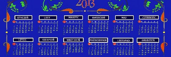 2013, Kalendarz