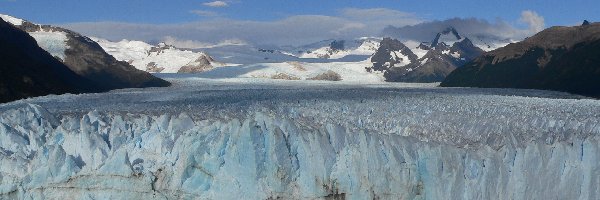 Drzewa, Góry, Jezioro, Perito Moreno, Lodowiec, Argentyna, Prowincja Santa Cruz, Lago Argentino, Park Narodowy Los Glaciares