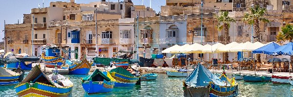 Miejscowość Marsaxlokk, Domy, Przystań, Malta