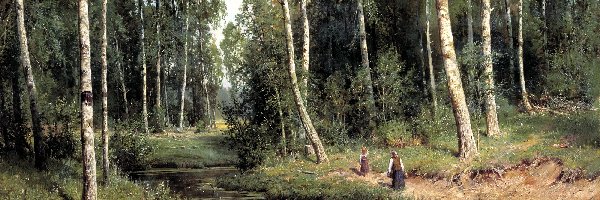 Strumień w brzozowym lesie, Iwan Szyszkin, Obraz