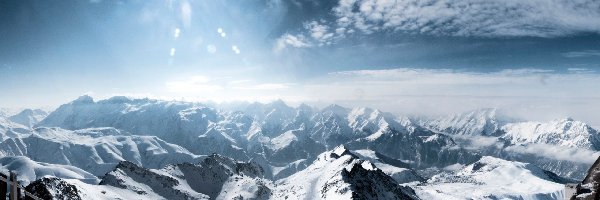 Góry, Śnieg, Słońce, Alpy