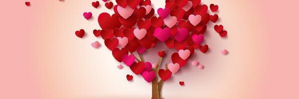 Walentynki, Drzewo, Serduszka, Grafika 2D, Serce, Miłość