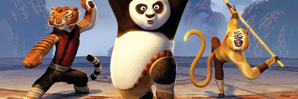 Kung Fu Panda, Panda, Taniec, Małpa, Tygrys