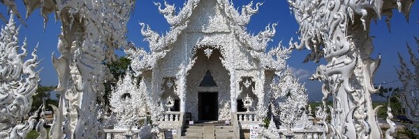 Biała Świątynia, Wat Rong Khun, Buddyjska, Tajlandia, Prowincja Chiang Rai