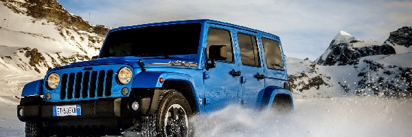 Góry, Zima, Szczyty, Jeep Wrangler