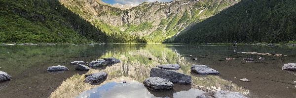 Góry, Niebo, Jezioro, Kamienie, Skały