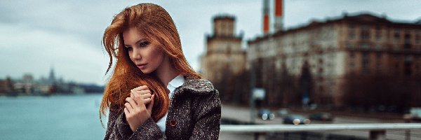 Włosy, Kobieta, Zamyślona, Rude