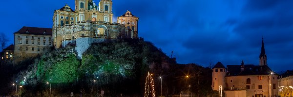 Austria, Opactwo Benedyktynów, Melk, Noc, Kościół